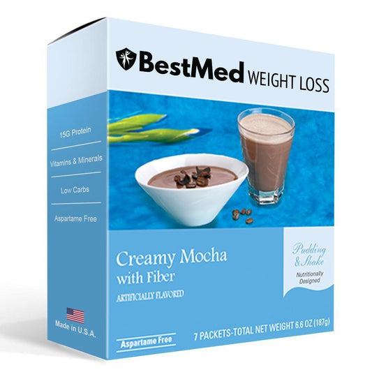 Creamy Mocha With Fiber - Pudding & Shake Mix (7/Box) - Aspartame Free - BestMed - Doctors Weight Loss