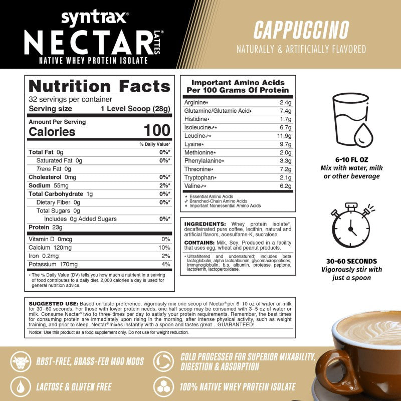 Syntrax Nectar 2lb Protein Powder - Cappuccino (32 serv.)