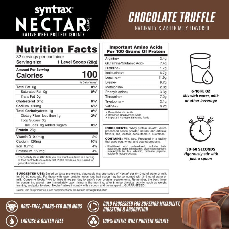 Syntrax Nectar 2lb Protein Powder - Chocolate Truffle (32 serv.)