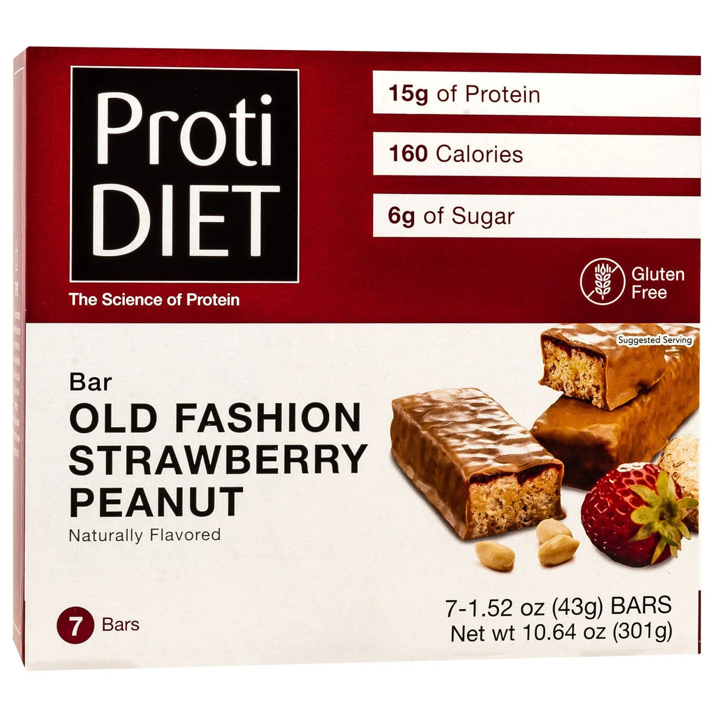 ProtiDIET Old Fashion Strawberry Peanut Bars (7/Box)