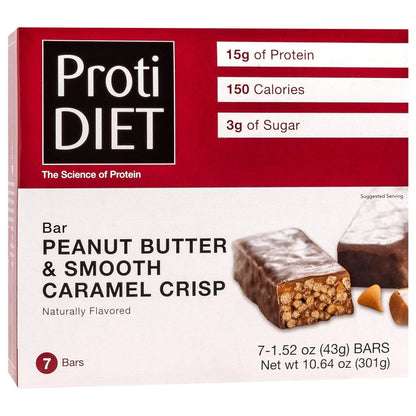 ProtiDIET Peanut Butter & Smooth Caramel Crisp Bars (7/Box)