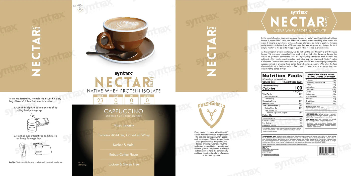 Syntrax Nectar 2lb Protein Powder - Cappuccino (32 serv.)