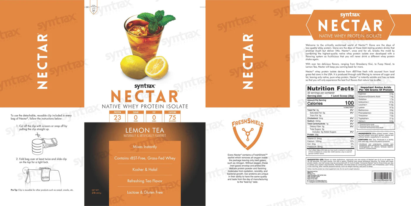 Syntrax Nectar 2lb Protein Powder - Lemon Tea (32 serv.)