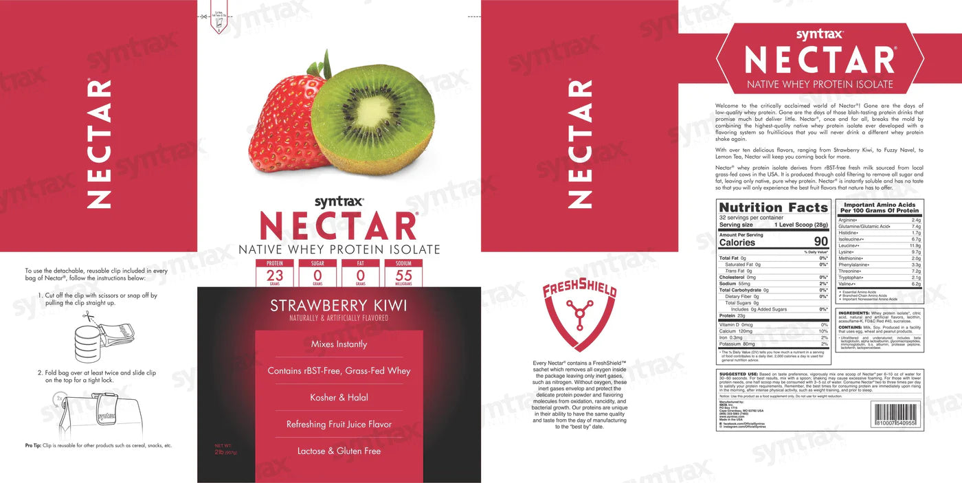 Syntrax Nectar 2lb Protein Powder - Strawberry Kiwi (32 serv.)