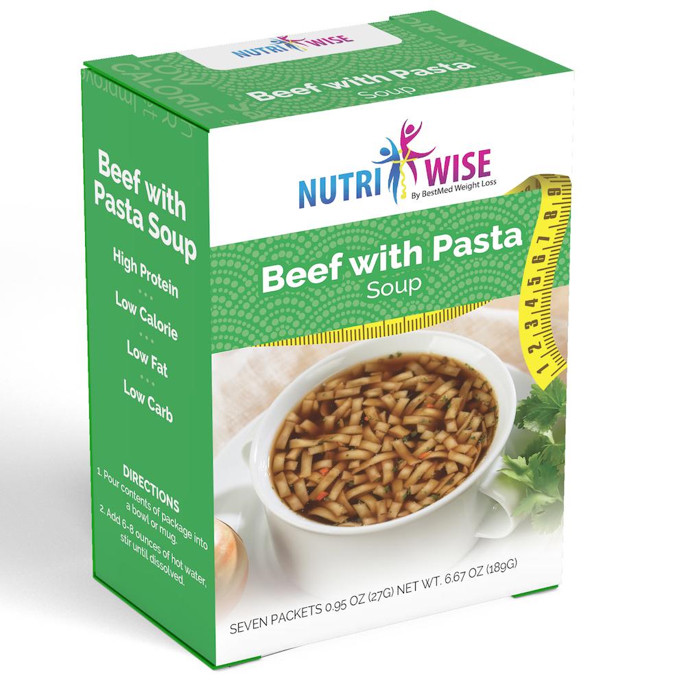 Beef with Pasta Diet Protein Soup (7/Box) - NutriWise - Doctors Weight Loss
