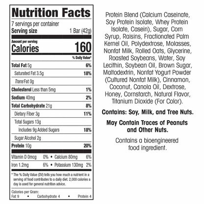 Oatmeal Cinnamon Raisin Snack Bar (7/Box) - BestMed - Doctors Weight Loss