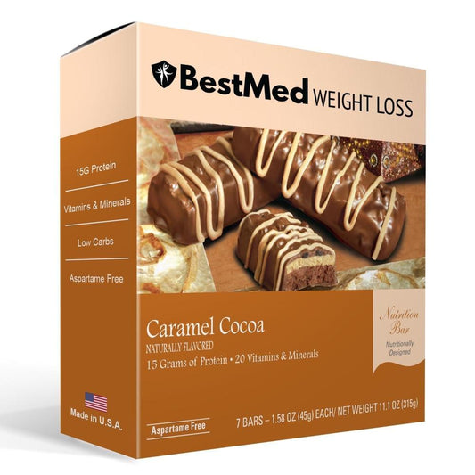 Caramel Cocoa High Protein Meal Replacement Bar (7/Box) - BestMed - Doctors Weight Loss