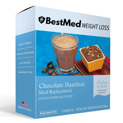 Chocolate Hazelnut Cream - 100 Calorie Shake (7/Box) Aspartame Free - BestMed - Doctors Weight Loss
