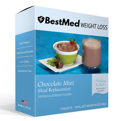 Chocolate Mint Cream - 100 Calorie Pudding & Shake Mix (7/Box) - BestMed - Doctors Weight Loss