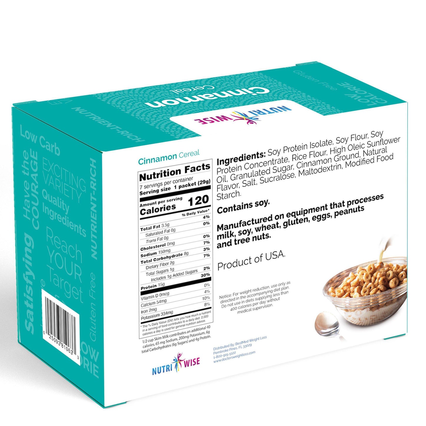 Cinnamon Diet Protein Cereal (7/Box) - NutriWise - Doctors Weight Loss
