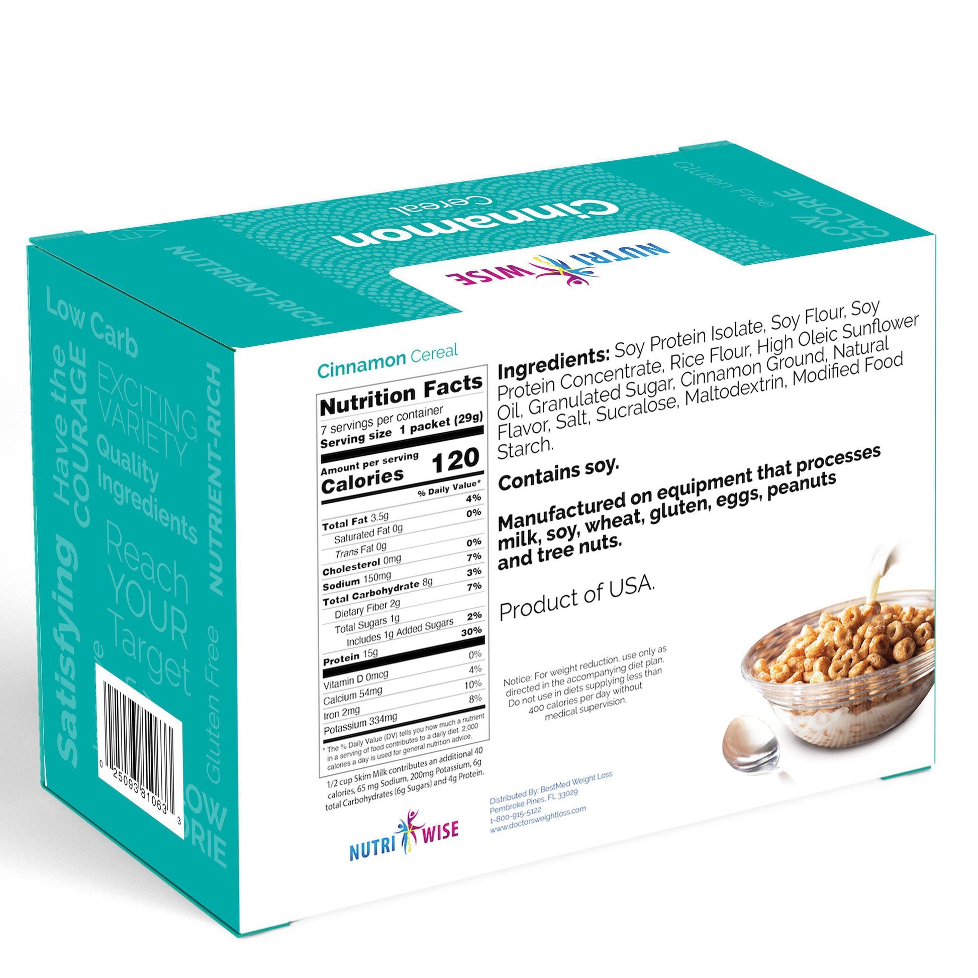 Cinnamon Diet Protein Cereal (7/Box) - NutriWise - Doctors Weight Loss