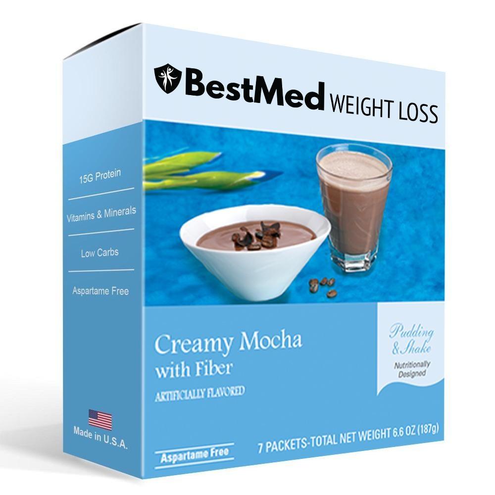 Creamy Mocha With Fiber - Pudding & Shake Mix (7/Box) - Aspartame Free - BestMed - Doctors Weight Loss