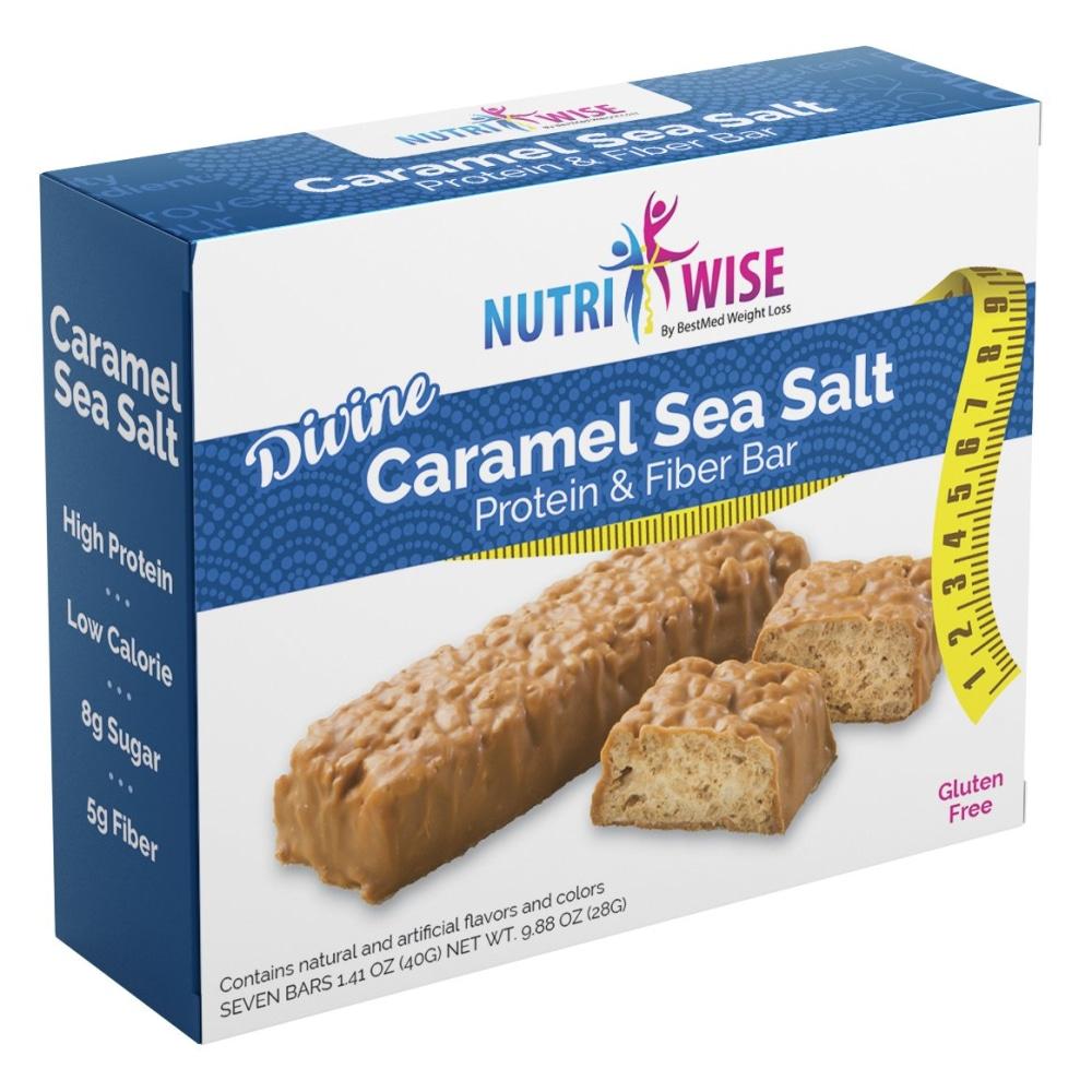 Divine Caramel Sea Salt Protein & Fiber Diet Bar (7/Box) - NutriWise - Doctors Weight Loss
