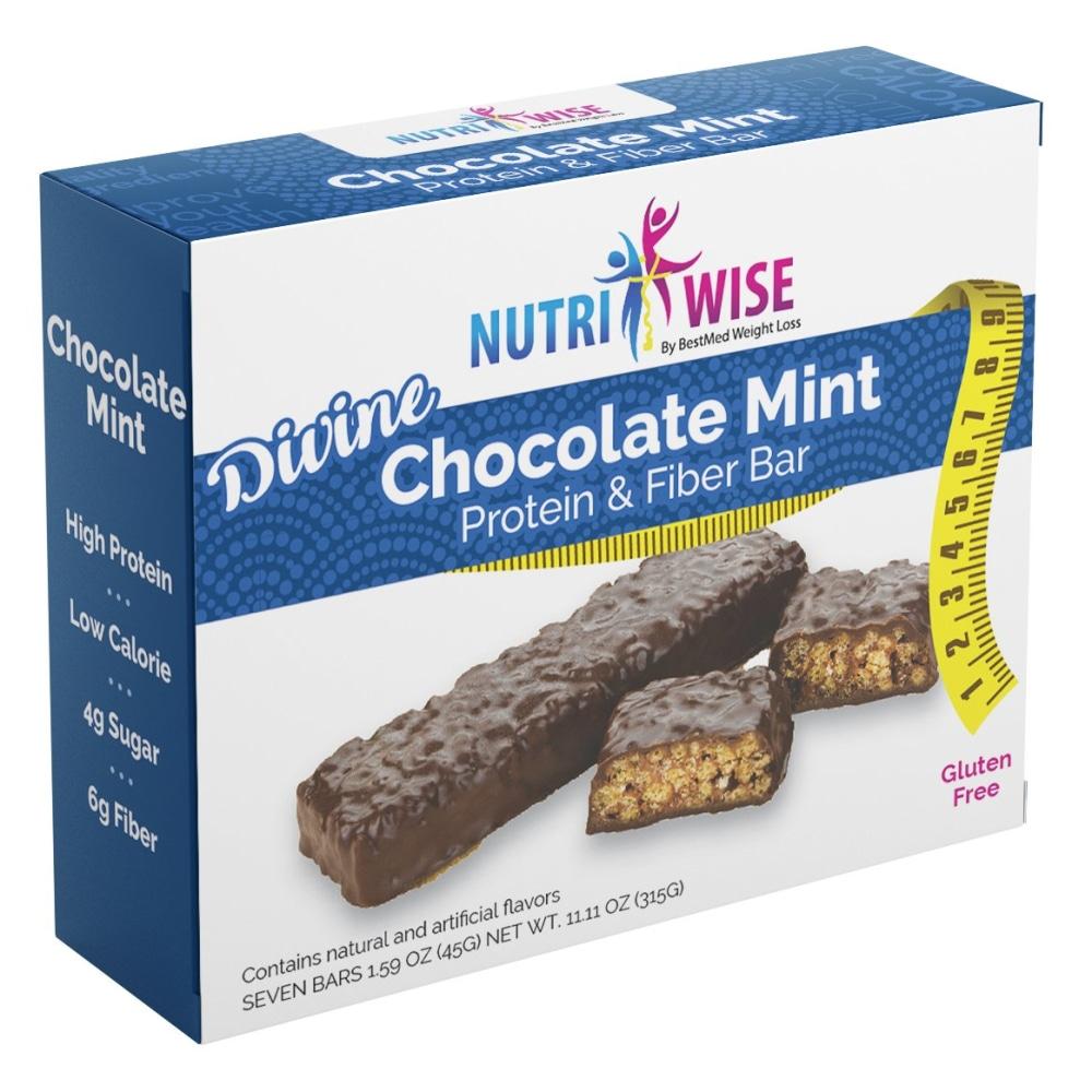 Divine Chocolate Mint Protein & Fiber Diet Bar (7/Box) - NutriWise - Doctors Weight Loss