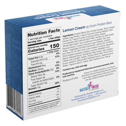 Divine Lemon Cream Protein & Fiber Diet Bar (7/Box) - NutriWise - Doctors Weight Loss