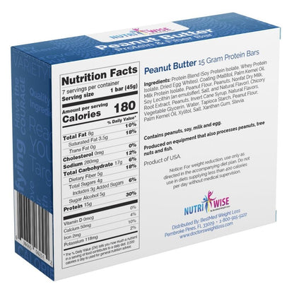 Divine Peanut Butter Protein & Fiber Diet Bar (7/Box) - NutriWise - Doctors Weight Loss
