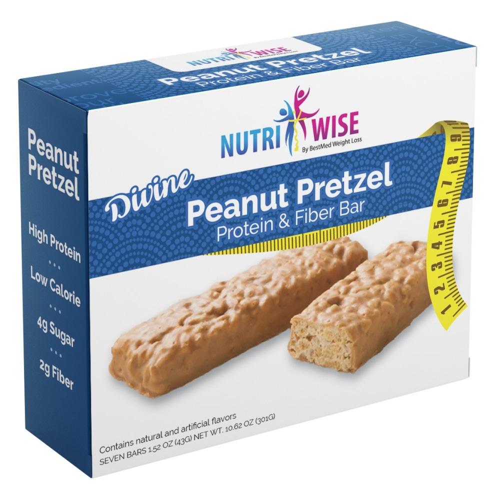Divine Peanut Pretzel Crispy Protein Diet Bar (7/Box) - NutriWise - Doctors Weight Loss