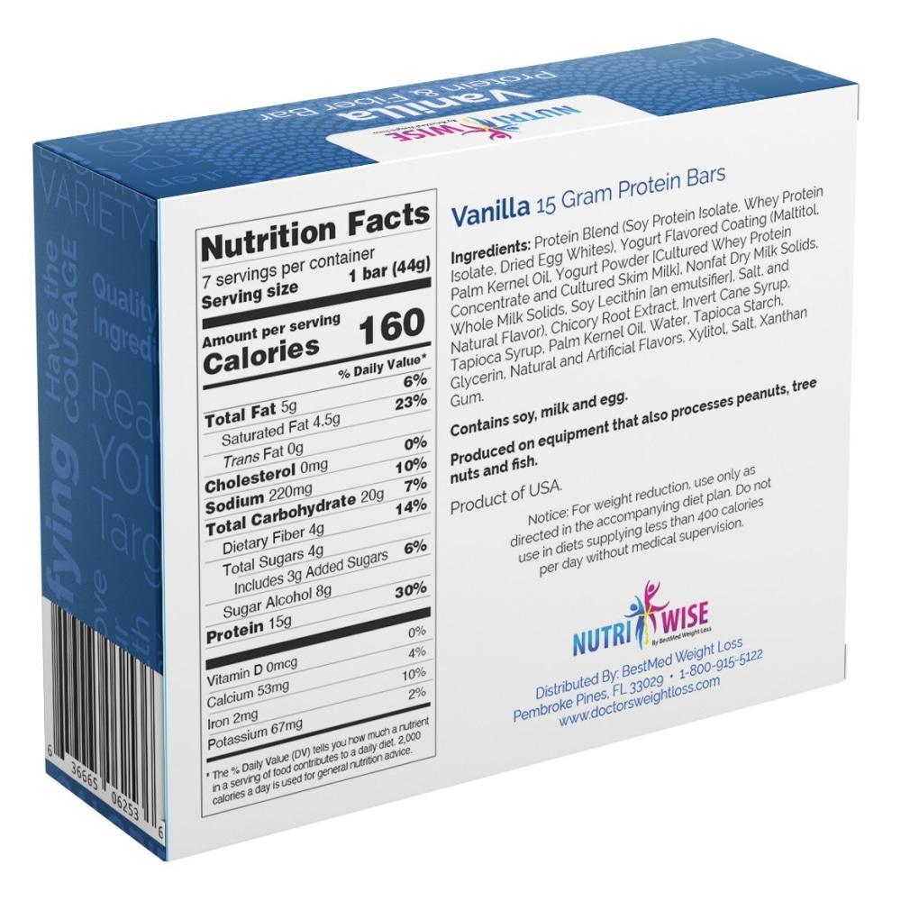 Divine Vanilla Protein & Fiber Diet Bar (7/Box) - NutriWise - Doctors Weight Loss
