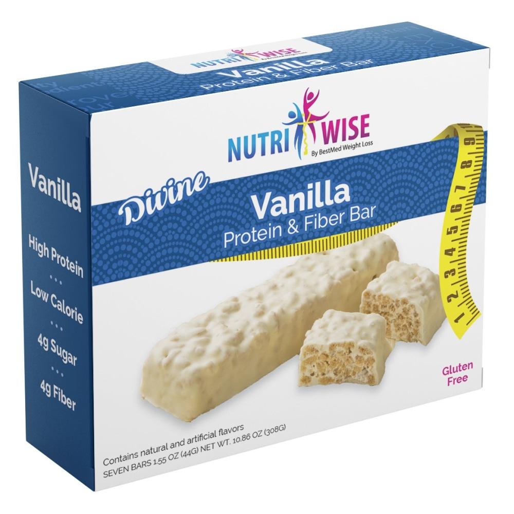 Divine Vanilla Protein & Fiber Diet Bar (7/Box) - NutriWise - Doctors Weight Loss
