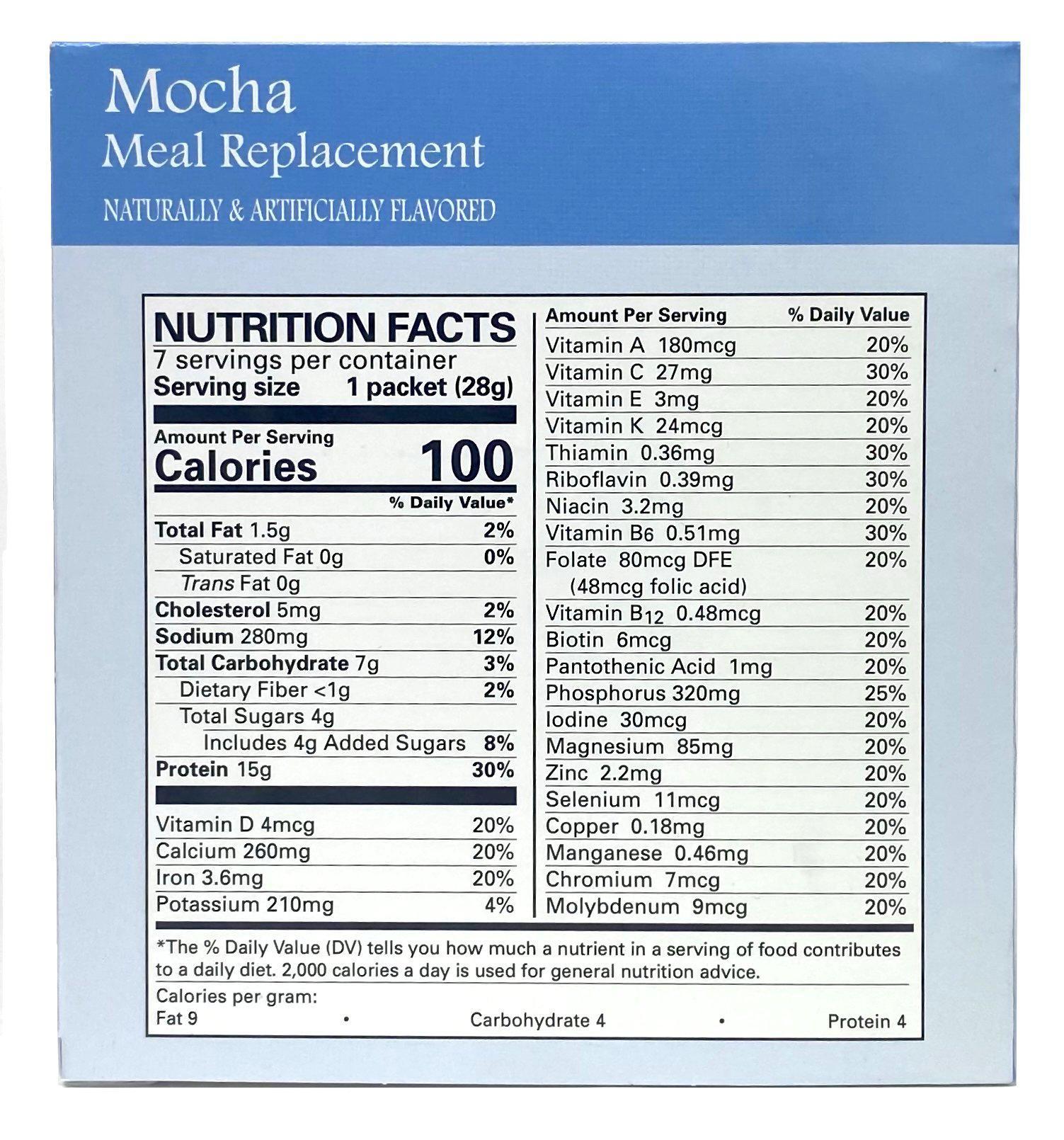 Mocha Meal Replacement Shake or Pudding Mix (Aspartame Free) Nutrition - BestMed - Doctors Weight Loss
