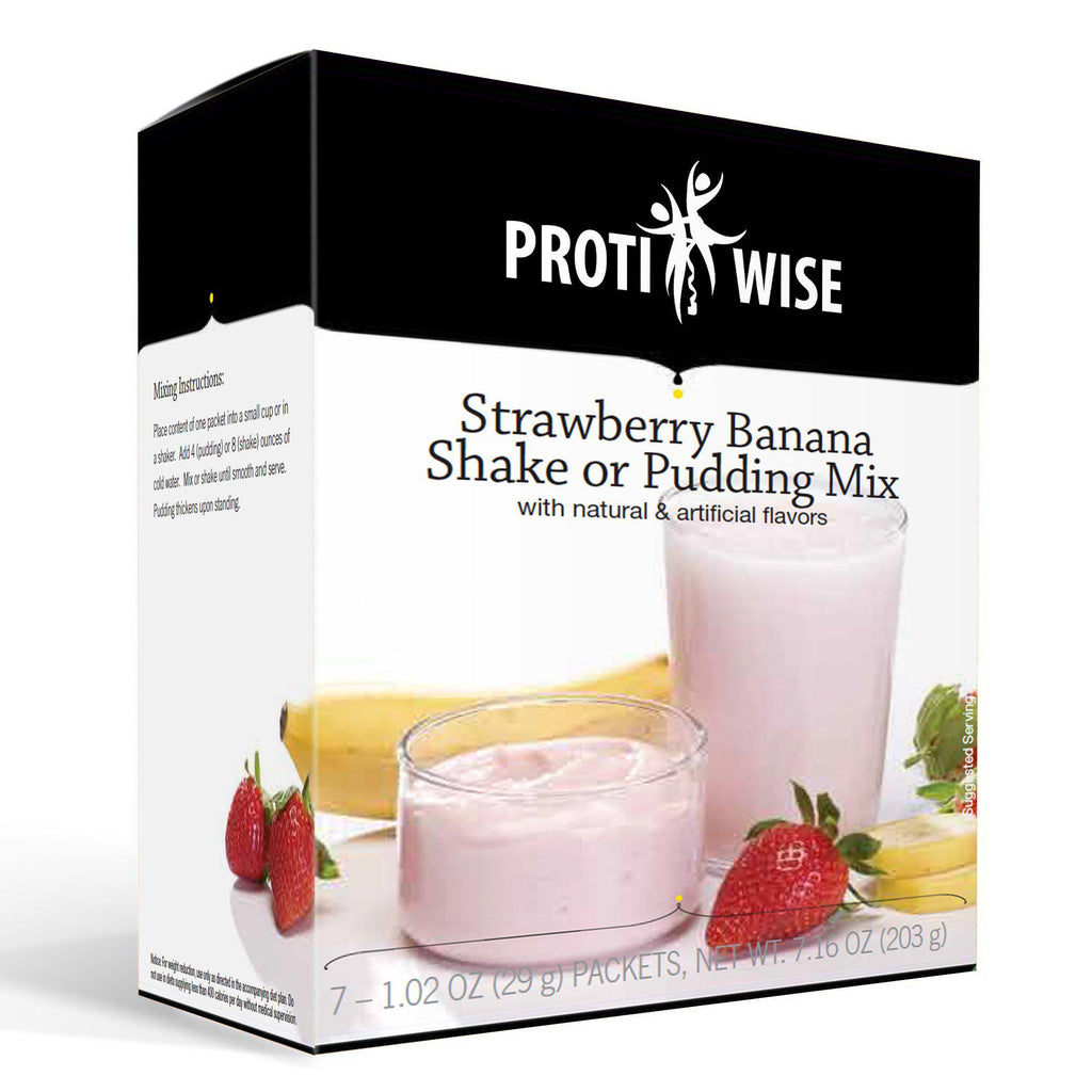 ProtiWise - Strawberry Banana Shake or Pudding Mix (7/Box) - Doctors Weight Loss