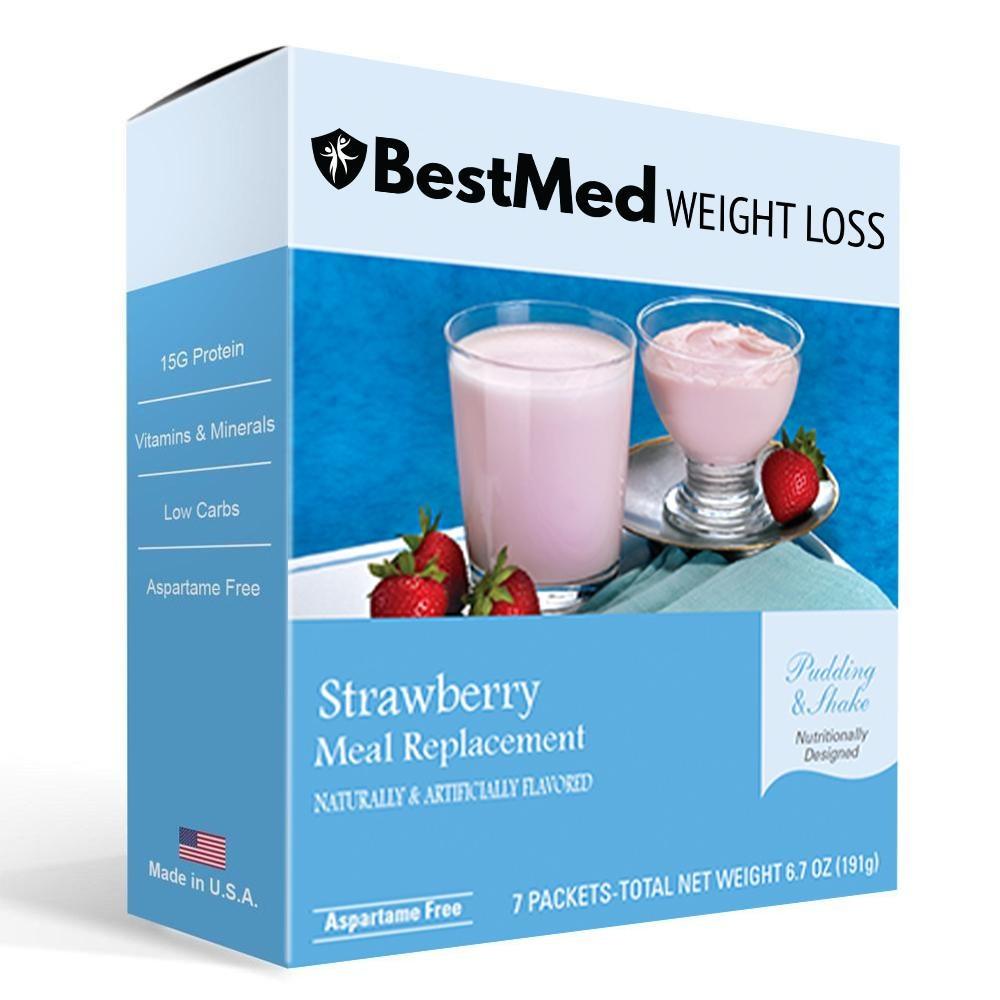 Strawberry Cream - 100 Calorie Shake Mix (7/Box) - Aspartame Free - BestMed - Doctors Weight Loss