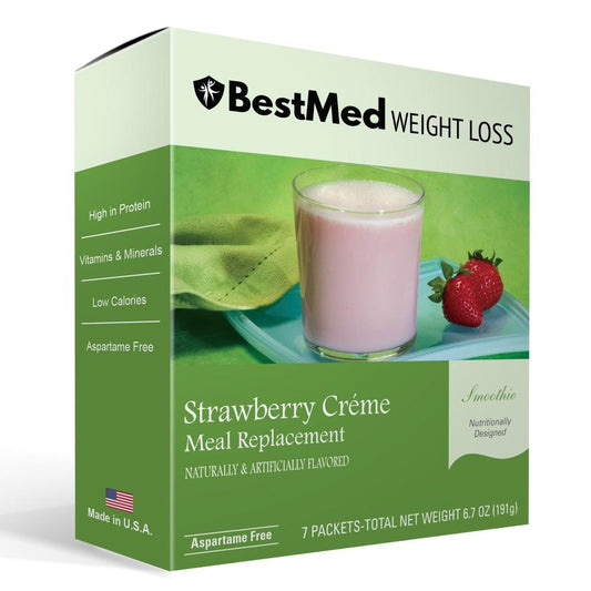Strawberry Creme Meal Replacement Smoothie (7/Box) - BestMed - Doctors Weight Loss