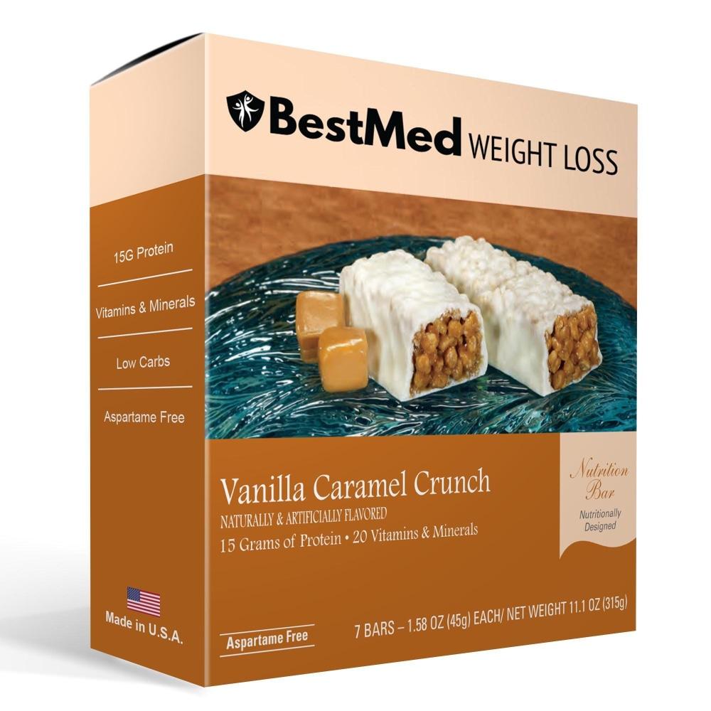 Vanilla Caramel Crunch High Protein Nutrition Bar (7/Box) - BestMed - Doctors Weight Loss