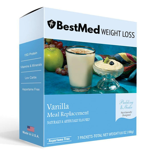 Vanilla Cream - 100 Calorie Pudding & Shake Mix (7/Box) - Aspartame Free - BestMed - Doctors Weight Loss