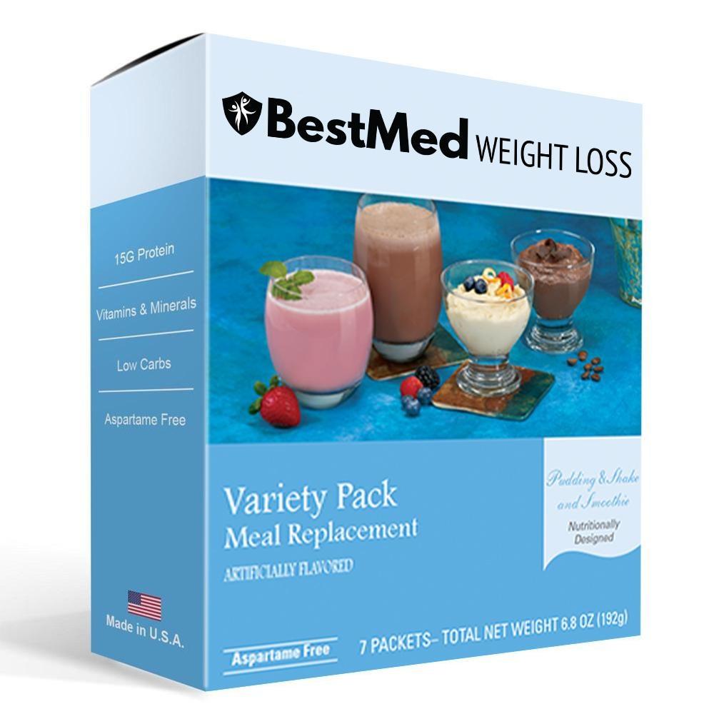 Variety Meal Replacement  - Pudding & Shake Mix (7/Box) - Aspartame Free - BestMed - Doctors Weight Loss